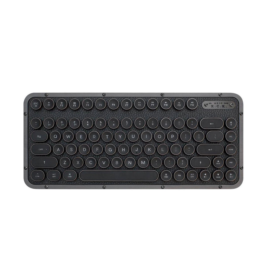 AZIO - Retro Compact Bluetooth Mechanical Keyboard with Back Lighting - Black Leather