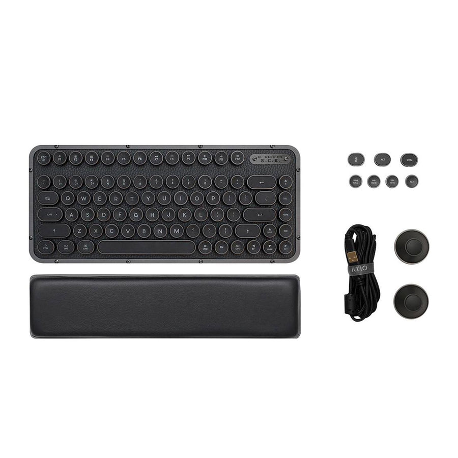 AZIO - Retro Compact Bluetooth Mechanical Keyboard with Back Lighting - Black Leather