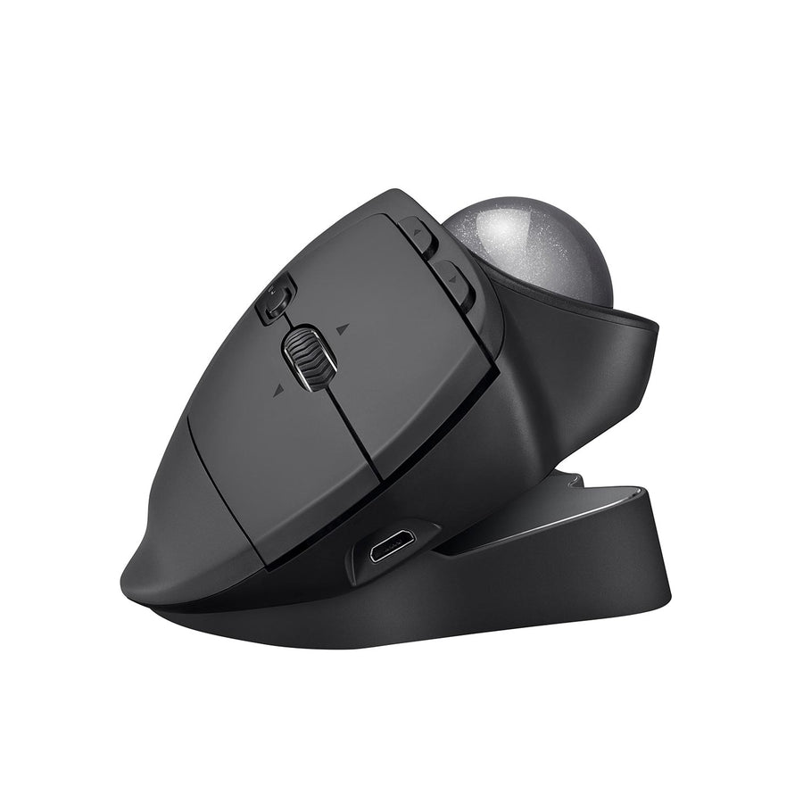 Logitech - MX ERGO Plus Wireless Trackball Mouse Micro-USB cable for recharging - Graphite